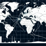 A stylized depiction of a modern airport control tower overseeing a complex network of air traffic, with various commercial airplanes taking off and landing. In the sky above, illustrate a faint, transparent overlay of a world map highlighting the concept of airspace sovereignty with national borders. The style should be clean and informative, suitable for an educational article.