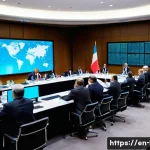 국제 핵안보 정상회의 NS - A high-level international summit room filled with diverse diplomats and nuclear security experts fr...